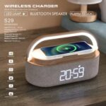 Bigsmall MoodStation 6-in-1 Bluetooth Speaker – Wireless Charging Pad (15W), LED Lamp 3 Brightness Levels, Alarm Clock, FM Radio, USB-C, 1800mAh Battery Compact 22x14x12 cm (Bluetooth Name: S29) - Image 7