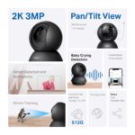 Tapo TP-Link 2K Pan/Tilt Indoor Security Camera for Baby Monitor, Pet Camera, Motion Detection & Tracking, 2-Way Audio, Cloud & SD Card Storage, Works w/Alexa & Google Home, Black, C211(2-Pack) - Image 3