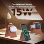 Tempt Trigo 15W Mag-MagsafeSafe Wallet Charger | Ultra Slim | Premium Soft Leather Card Holder Upto 3 Cards | Magnetic Wireless Charger | Free Type C Cable (Brown) - Image 3