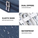 Electronic Organizer Travel Cable Organizer Bag for Hard Drives, Cables, Chargers, Phone, USB & SD Cards – Waterproof Portable Storage Case, Shockproof Tech Accessory Pouch, Dark Blue - Image 6