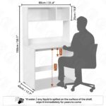 ABOUT SPACE Study Table with Hutch - Computer Table with Storage for PC, Laptop & Writing, Gaming, Drawing DIY Engineered Wood Office Desk for Home (White L 80 x B 45 x H 150 cm) - Image 3