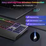 Ant Esports KM500 Pro Wireless Gaming Keyboard and Mouse Combo, LED Backlit Rechargeable 2000mAh Battery, Mechanical Feel Anti-ghosting Keyboard + 6D 3200DPI Mice for PC Gamer (Black) - Image 3