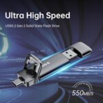 SSK 2TB External USB SSD,Super Fast 550MB/s 2-in-1 Dual Drive USB Type C+ USB A 3.2 Gen2 Solid State Thumb Drive Data Storage for iPhone 15/PS4/Android Phone/Tablet/Windows/Mac - Image 3