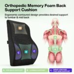 Back Support Cushion for Office Chair & Car | Premium Memory Foam Lumbar Support | 2 Year Warranty | Back Pain Relief, Posture Correction & Adjustable Strap | Breathable Mesh Cover | Made in India - Image 5