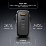 Boat 100W GaN Charger: Fast Charging Adapter with 4 Ports (3 USB-C + 1 USB-A), PD Support, MacBook air M3 0–50% in 26 Minutes, Compatible w/All iPhones, Android Phones, MacBooks, Dell, HP (Ash Grey) - Image 6