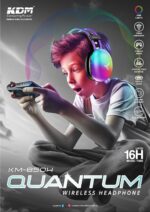 Wireless Headphones, KM-850H Quantum, Bluetooth 5.4, 16 Hours Music Time, Gaming Mode with RGB Lights, Type-C Charging Grey - Image 3