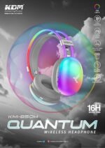 Wireless Headphones, KM-850H Quantum, Bluetooth 5.4, 16 Hours Music Time, Gaming Mode with RGB Lights, Type-C Charging Grey - Image 4