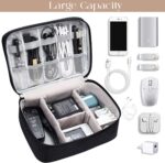 Electronics Accessories Organizer Bag Universal Carry Polyester Travel Cable Organizer Case for USB Power Bank Phone Charger Headphones Memory Cards Hard Drive Multi-Function (Black) - Image 3