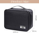 Electronics Accessories Organizer Bag Universal Carry Polyester Travel Cable Organizer Case for USB Power Bank Phone Charger Headphones Memory Cards Hard Drive Multi-Function (Black) - Image 4