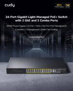 Cudy 24-Port Gigabit Light Managed PoE+ Switch with 2 GbE and 2 Combo Ports, 300W, 24 100/1000Mbps PoE+ Ports, Web Management, 802.3at/af, VLAN Mode, 19-inch Rackmount | GS1028EPS2 - Image 3
