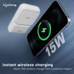 Lifelong Electronics 10000mAh MagSafe Wireless Fast Charging Power Bank | Slim & Compact | For iPhone & All Wireless Enabled Phone | Type C & Lightning Input | 3 In-built Cables| 15W Wireless | QC 3.0 - Image 3