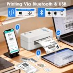 Bluetooth Thermal Label Printer | Adjustable Size | 4×6 Barcode Shipping Label Printer | Wireless High-Speed Print 3x5,2x1,Round,Etc | Print from Smartphone,Laptop,PC,Tablet | DHL,Amazon,Etc - Image 3