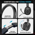 Dyazo Wired Headset with Microphone | Active & Environmental Noise Cancellation | 3-in-1 USB, Type-C & 3.5mm Connectivity | in-Line Controls | On-Ear Headphones for PC, Mobile Phone & Laptop (Black) - Image 5