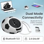 Portronics ToadPlay Football Mini Wireless Bluetooth Mouse with Dual Wireless Connectivity (BT + 2.4 GHz), Rechargeable Battery, Noise-Free Clicking, Multi-Device Pair, Adjust Sensitivity (White) - Image 5