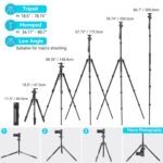 SmallRig 78" Camera Tripod, Foldable Aluminum Tripod & Monopod, 360°Ball Head Detachable and Quick Release Plate, Payload 33lb, Adjustable Height from 18.5" to 78" for Camera, Phone - 3474C - Image 5