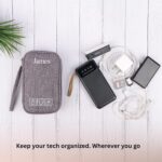 Personalized Tech Organizer Pouch with Name, Travel Cable Organizer Bag for Charger, Power Bank, Earphones,Portable Electronic Accessories Storage Case for Men & Women (Grey) - Image 7