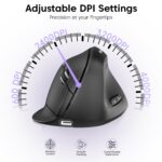 Sounce ErgoFlow Vertical Wireless Mouse – Bluetooth & 2.4GHz Dual Mode, 800/1600/2400/3200/4000 DPI Adjustable, 6 Buttons, Rechargeable Battery, Silent Click, Ergonomic Design (Black) - Image 4