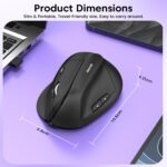 Sounce ErgoFlow Vertical Wireless Mouse – Bluetooth & 2.4GHz Dual Mode, 800/1600/2400/3200/4000 DPI Adjustable, 6 Buttons, Rechargeable Battery, Silent Click, Ergonomic Design (Black) - Image 5