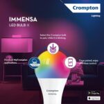 Crompton Immensa 9W Bluetooth Enabled Smart Bulb B22 | 16 million Colours | White Tunable (Warm, Neutral & Cool White) & Dimmable | App-Control |Music Sync|Perfect light for all occasions|Pack of 2 - Image 4
