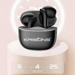 Krisons TWS-001 Wireless Earbuds, Black, Bluetooth 5.2, 10mm Drivers, HiFi Sound Quality, 25H Battery Life, Touch Control, Charging Case (Black) - Image 3