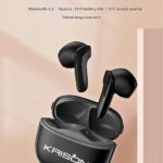 Krisons TWS-001 Wireless Earbuds, Black, Bluetooth 5.2, 10mm Drivers, HiFi Sound Quality, 25H Battery Life, Touch Control, Charging Case (Black) - Image 4