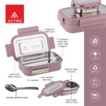 Attro Hotmate Stainless Steel Insulated Airtight Leak-Proof Lunch Box Unbreakable Lid,Snacks Tiffin for Kids,Light Weight,Easy Clean for Office,School,Picnic&Travelling,800 Ml - Pastel Violet - Image 3
