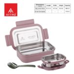 Attro Hotmate Stainless Steel Insulated Airtight Leak-Proof Lunch Box Unbreakable Lid,Snacks Tiffin for Kids,Light Weight,Easy Clean for Office,School,Picnic&Travelling,800 Ml - Pastel Violet - Image 4