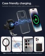 Spigen Air Vent Car Mobile Holder, Qi 15w Fast Wireless Charging, Stable Hold, Strong Metal Hook Compatible with Most Smartphone Devices - Black - Image 3