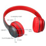 icall Over The Head Wireless Bluetooth Headphone with Soft Ear Cousions for Gaming with AUX & MP3 Support for Gaming & Music for All Compatible Device (Red) - Image 4