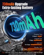 1.85" Big Screen Military Smart Watch for Men with Flashlight, 730mAh Large Battery, IP68 Waterproof, Bluetooth Calling, 114 Sports Modes Fitness Tracker for iOS Android - Image 4