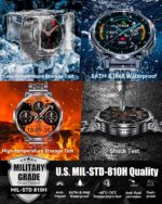 1.85" Big Screen Military Smart Watch for Men with Flashlight, 730mAh Large Battery, IP68 Waterproof, Bluetooth Calling, 114 Sports Modes Fitness Tracker for iOS Android - Image 5