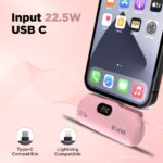 UNIX UX-1538 Slim 5000mAh Power Bank | 22.5W Fast Charging | Built-in Lightning & Type-C Cables | Digital Display | Ultra-Compact Mini Capsule Design | BIS Certified (Pink) - Image 4