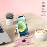UNIX UX-1538 Slim 5000mAh Power Bank | 22.5W Fast Charging | Built-in Lightning & Type-C Cables | Digital Display | Ultra-Compact Mini Capsule Design | BIS Certified (Pink) - Image 5