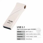 BRYT Metal Body Flash Drive 32 GB USB 3.1 High Speed Type A Pendrive | Read Speed 100 MB/s | Silver | - Image 3