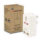 Spartan 3 Pin All Multiplug Charger/Travel Adapter, 10A Power Sockets / 2Pin & 3Pin Socket Adapter with Dual USB Charging Port (White, Pack of 1) - Image 4