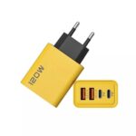 OX Electronic 120W Fast Charging Power Adapter with 4 Ports, 2 USB-C PD and 2 USB QC 3.0, Universal Charger, Yellow - Image 3