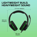 HyperX Cloudx Stinger Gaming Headphones, 3.5Mm Wired Connectivity, 40Mm Sound Drivers, Lightweight, Over Ear, Swivel-to-Mute Mic, Xbox-Licensed, Signature Memory Foam, Black-Green, 275G, 4P5K1AA - Image 5