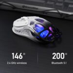 GravaStar Mercury M1 Pro Gaming Mouse, Lightweight Magnesium Alloy, 26,000 DPI, PAW3395DM Sensor, 5 Programmable Buttons, Support Wired/2.4GHz/BT, Up to 200 Hours Battery Life (Gradient Black) - Image 5