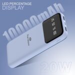 TD True Desire Boomer Series 10000mAh Power Bank - 20W Fast Charging, Dual USB & Type-C Outputs, Inbuilt Lightning & Type-C Cables, LED Indicator- Made in India (Blue) - Image 5