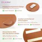 CLADD INTERNATIONAL Vegan Leather Round Mouse Pad Wrist Rest | Ergonomic Stitched Edge | Cushion Foam Support & Pain Relief | Computer Laptop Home & Office Non-Slip Hard Base | Tan - Image 3