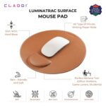 CLADD INTERNATIONAL Vegan Leather Round Mouse Pad Wrist Rest | Ergonomic Stitched Edge | Cushion Foam Support & Pain Relief | Computer Laptop Home & Office Non-Slip Hard Base | Tan - Image 4