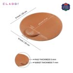 CLADD INTERNATIONAL Vegan Leather Round Mouse Pad Wrist Rest | Ergonomic Stitched Edge | Cushion Foam Support & Pain Relief | Computer Laptop Home & Office Non-Slip Hard Base | Tan - Image 6