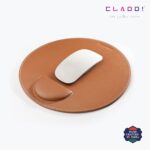 CLADD INTERNATIONAL Vegan Leather Round Mouse Pad Wrist Rest | Ergonomic Stitched Edge | Cushion Foam Support & Pain Relief | Computer Laptop Home & Office Non-Slip Hard Base | Tan - Image 7