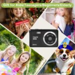 Vmotal 3 inches TFT LCD Rechargeable HD Mini Digital Camera, Video Camera Digital Students Cameras with 8X Digital Zoom / 12 MP/HD Compact Camera for Kids/Beginners/Elderly (Black) - Image 3