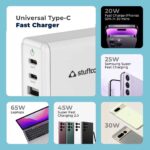 Stuffcool Nova 65W Gan Charger Made in India 3 Ports Supports Samsung PPS USB Super Fast Charging 2.0, Compatible with Macbooks Laptops iPhones Ipads, Samsungs, Pixels, White - Image 3