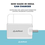 Stuffcool Nova 65W Gan Charger Made in India 3 Ports Supports Samsung PPS USB Super Fast Charging 2.0, Compatible with Macbooks Laptops iPhones Ipads, Samsungs, Pixels, White - Image 4