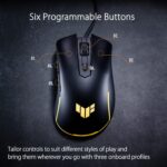 ASUS TUF Gaming M3 Gen II Gaming Mouse, Wired, 59g Lightweight, IP56 dust & Water Resistance, Antibacterial Guard, 8K DPI Optical Sensor, 6 Programmable Buttons, Teflon Mouse feet, Black - Image 4