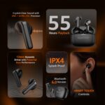 Amazon Basics Pro Series ANC Wireless in Ear Earbuds, Bluetooth 6.0 TWS Earphones with Mic, Active Noise Cancellation, 4 Mics ENC, 55H Playtime, Smart Touch Control, IPX4 Water Resistant (Black) - Image 3