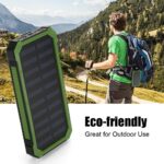 20000mAh Solar Power Bank – Portable External Battery Charger with Dual USB Ports & 6 LED Lights for Outdoor Travel, Camping & Emergency Use (Green) - Image 3