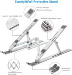 Laptop Stand, 6 Angles Adjustable Aluminum Ergonomic Foldable Portable Desktop Holder Compatible with 10-15.6” MacBook,iPad, HP, Dell, Lenovo Silver - Image 4